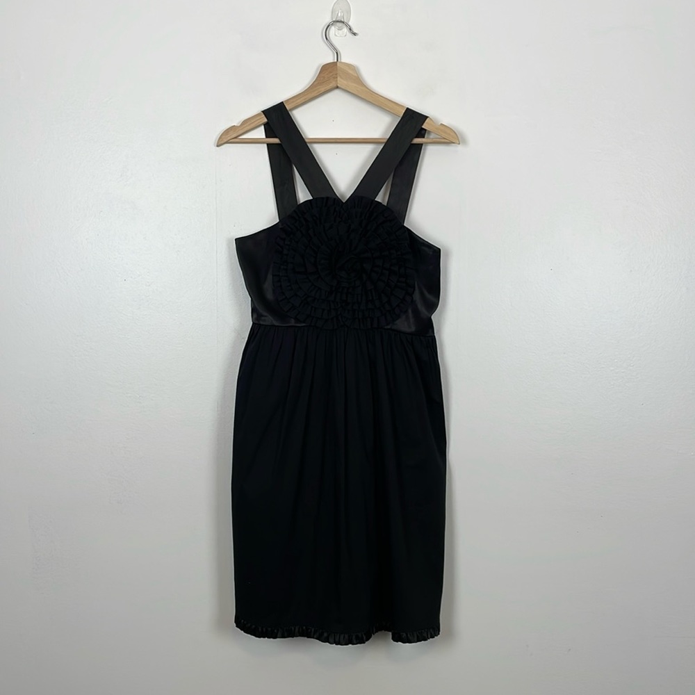 Anthropologie Burlapp Dress Womens 10 Ruffle Front Sleeveless Lined Side Zip